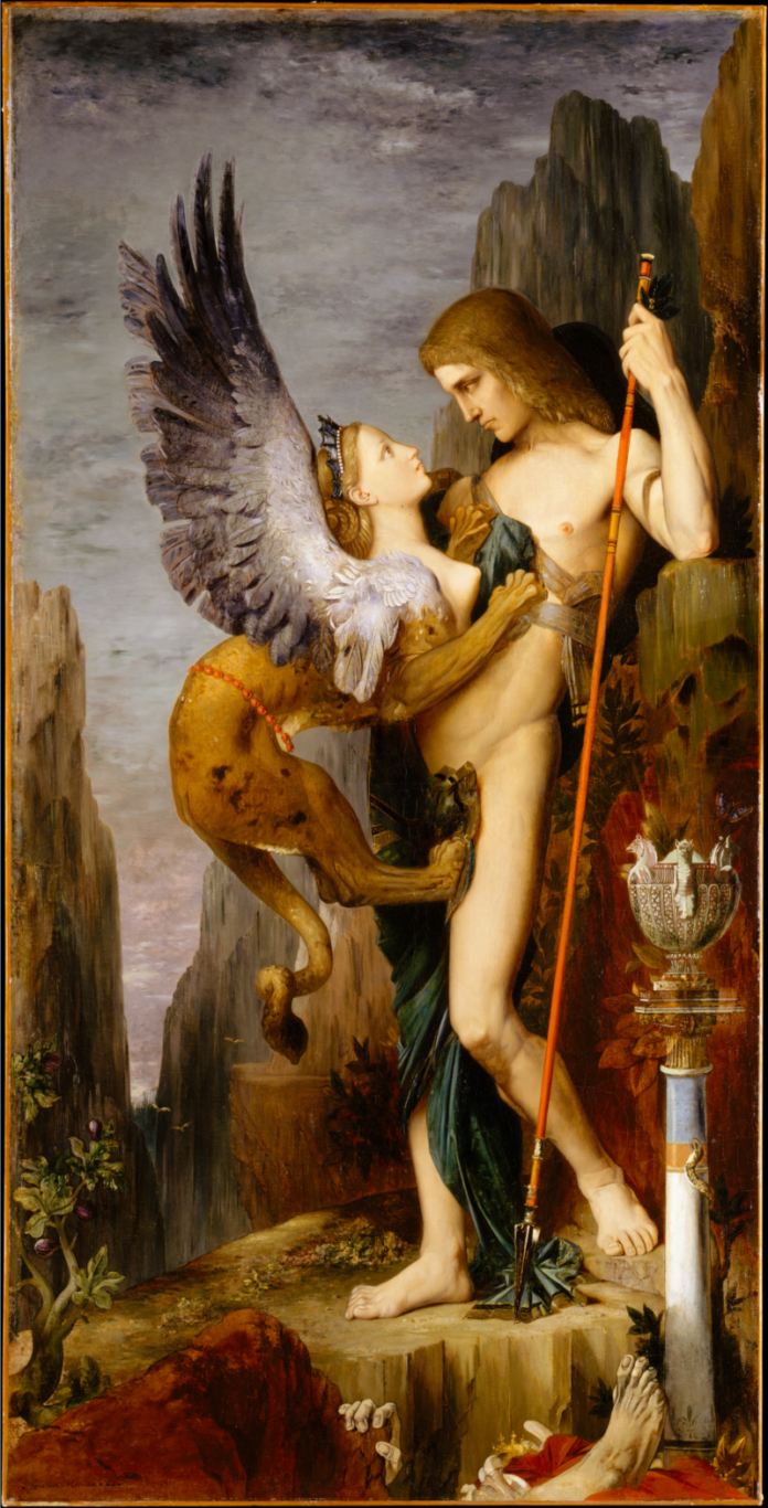 Tragedia. Edipo y la esfinge (Gustave Moreau, 1864)